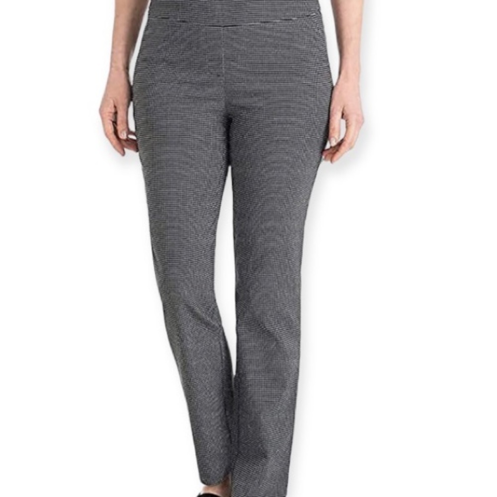 Hilary Radley Pull On Pants Black White Check Tummy Panel Size Small Stretchy